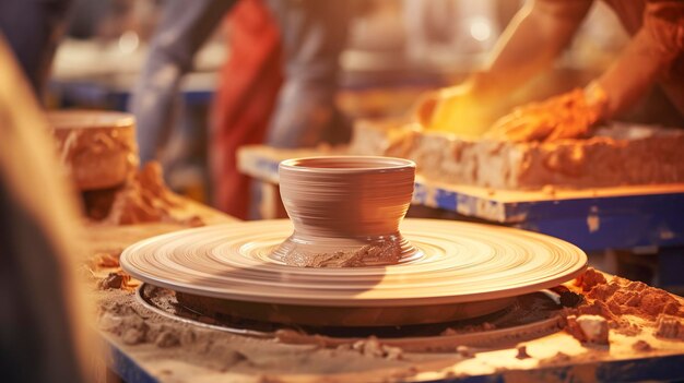 Photo une photo d'une roue de poterie dans un studio de céramique