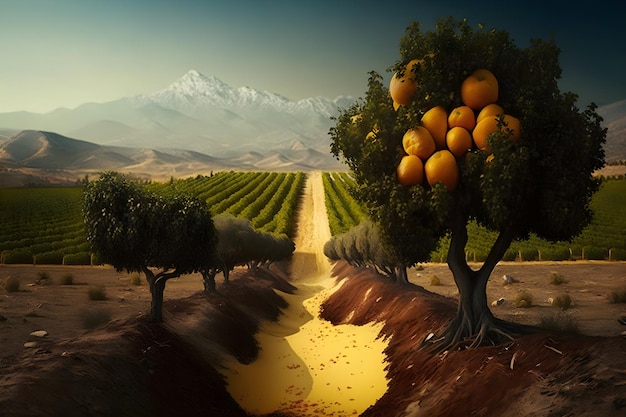 Une photo d'une route avec un tas d'oranges dessus