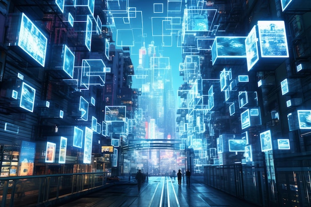 Une photo de la rue du futur de Cyber City Dreamscape