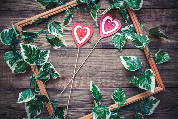 Photo à la Saint Valentin avec cadre et coeurs