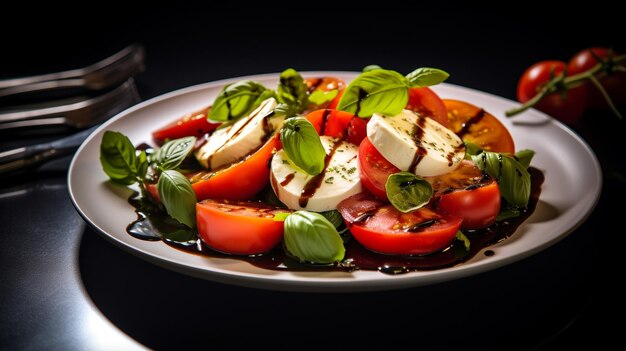 Photo photo de la salade de caprese comme plat dans un restaurant haut de gamme b656