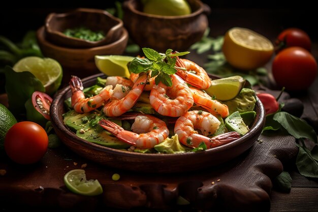 Photo d'une salade de crevettes à l'avocat