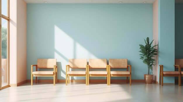 Une photo d'une salle d'attente vide dans un établissement de santé