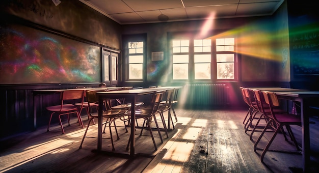 Une photo d'une salle de classe sous une forme floue