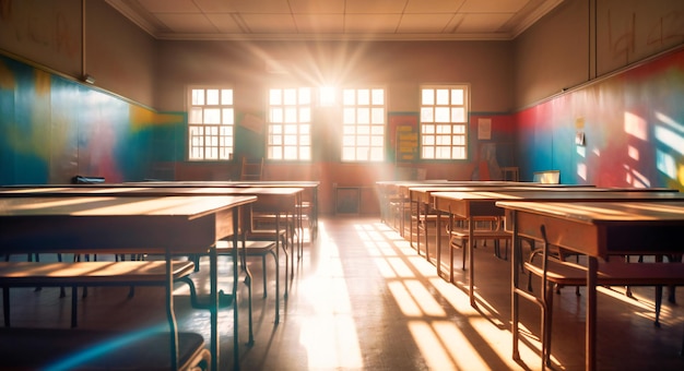 Une photo d'une salle de classe sous une forme floue