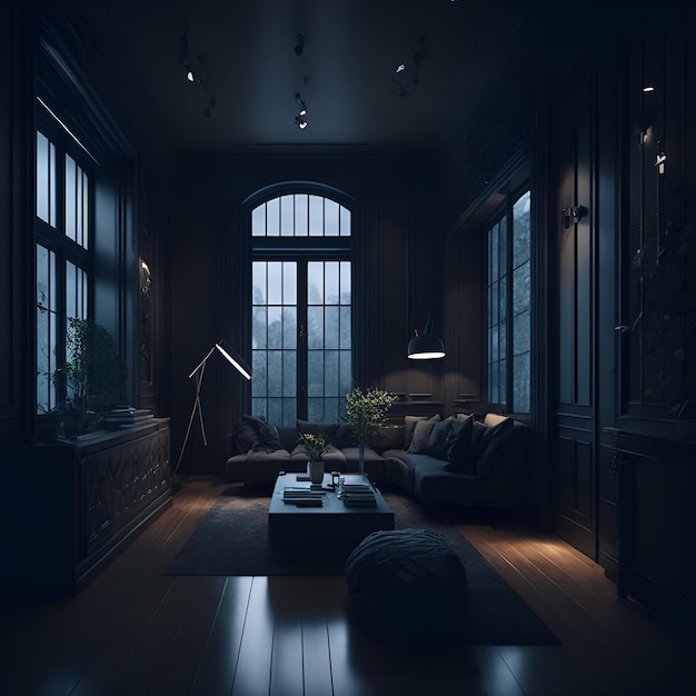 Photo d'un salon confortable avec lumière naturelle entrant par une grande fenêtre