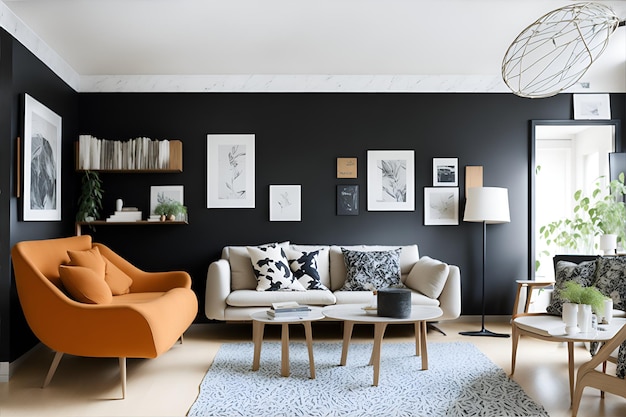 Photo d'un salon confortable avec des meubles élégants et une belle décoration