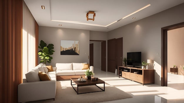 Photo d'un salon cosy et moderne avec un mobilier confortable et une grande télévision à écran plat