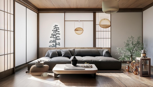 photo salon dans le design d'intérieur japonais