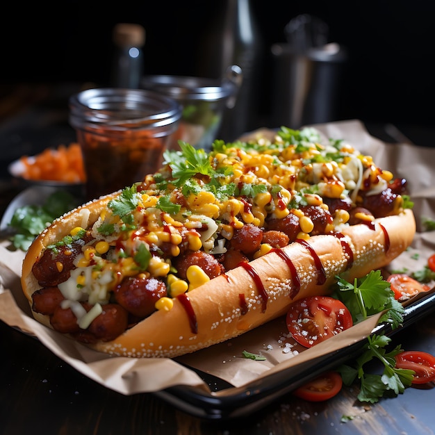 photo d'un savoureux hot-dog américain streetfood daylight foodblog