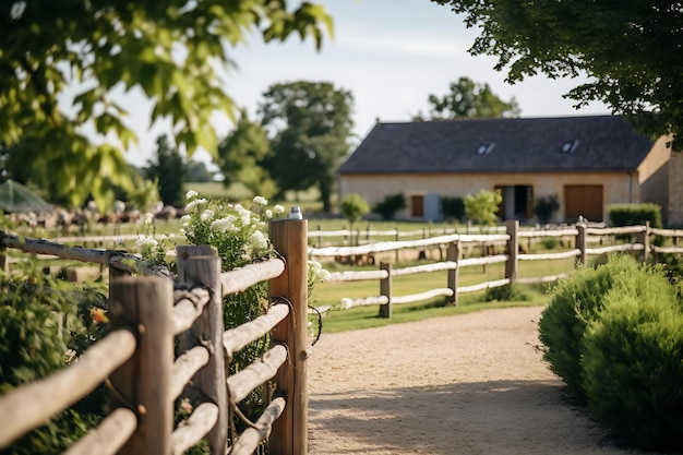 Photo photo d'une scène de campagne paisible avec une clôture en bois