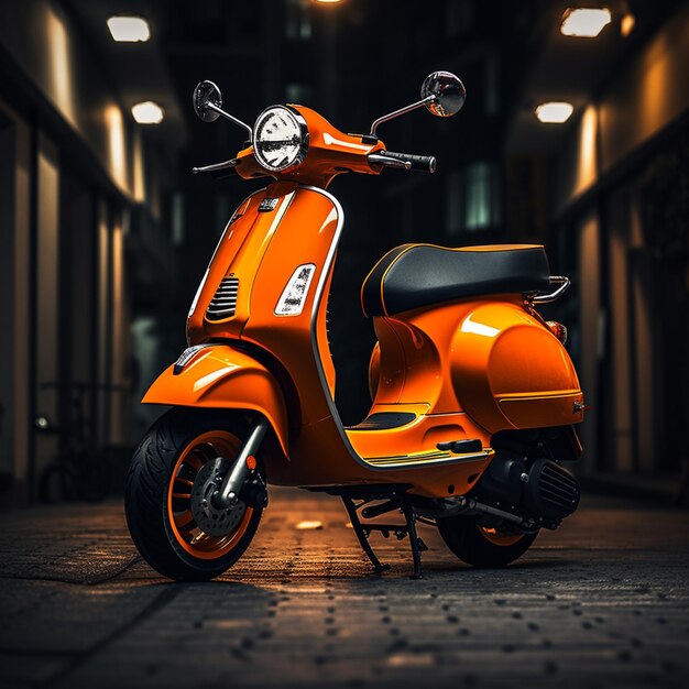 Photo de scooter ou de scooter de couleur isolé avec fond