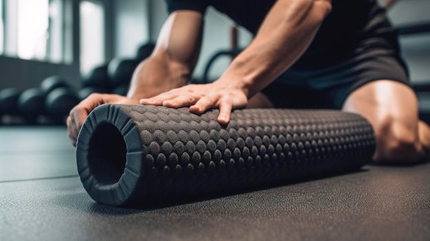 Photo une photo d'une séance de roulement de mousse pour la récupération musculaire