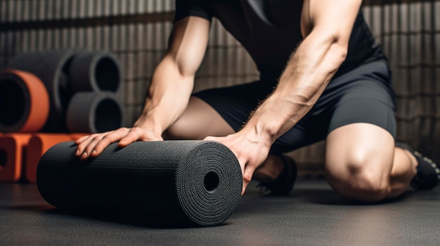 Photo une photo d'une séance de roulement de mousse pour la récupération musculaire