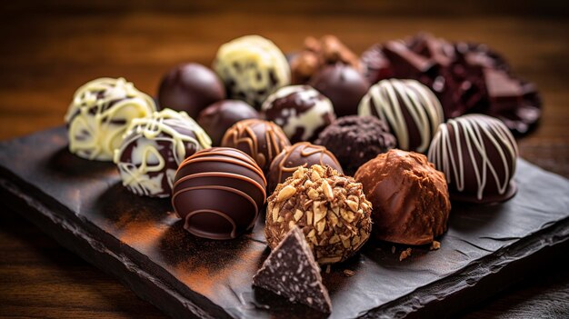 Une photo d'une sélection de truffes au chocolat de gourmet