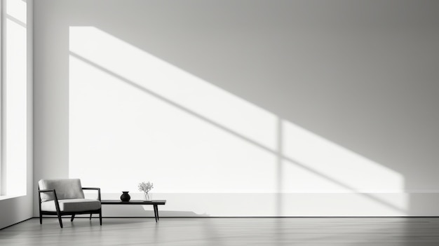 Une photo serrée en noir et blanc d'un intérieur minimaliste