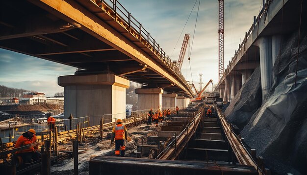 Photo-shoot des travaux de construction de ponts et de viaducs