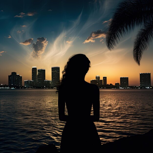 Photo une photo de la silhouette de miami