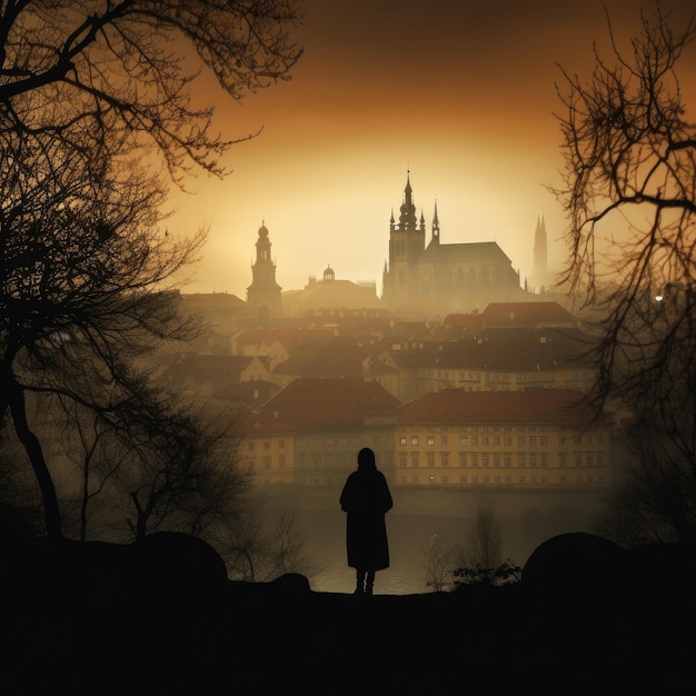 Photo une photo de la silhouette de prague