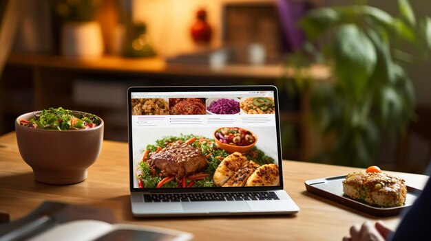 Photo une photo d'un site web de livraison de nourriture en ligne avec des sélections de nourriture