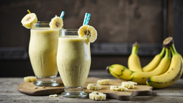 Photo de smoothies à la banane sur une vieille table