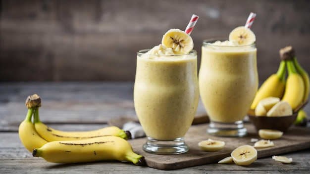 Photo de smoothies à la banane sur une vieille table