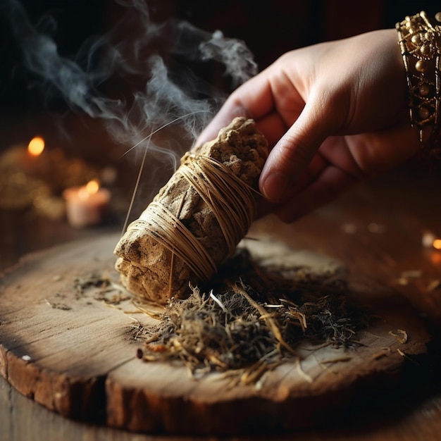 Une photo de Smudging avec le palo santo