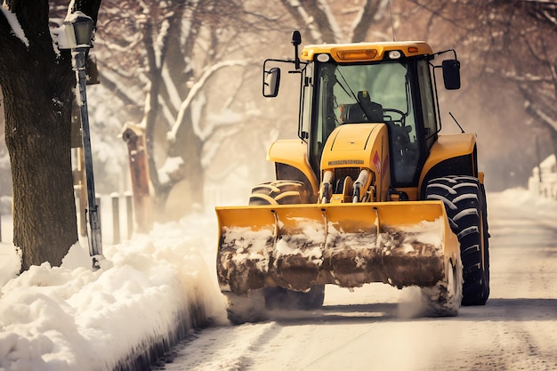 Photo de Snowplow créant un chemin à travers une résidencea