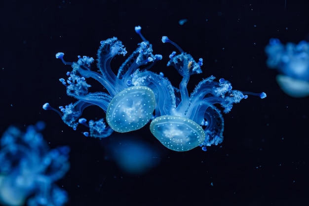 Une photo sous-marine d'une belle méduse tachetée australienne en gros plan