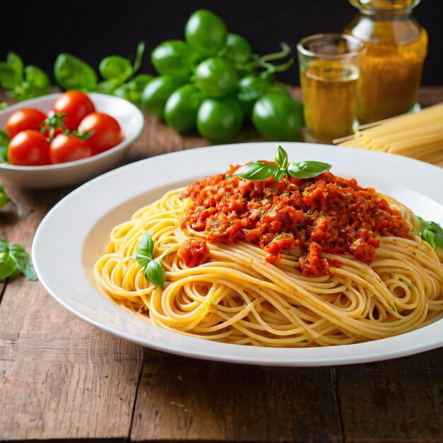 Photo une photo de spaghettis.