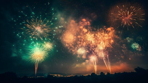 Une photo d'un spectacle de feux d'artifice captivant éclairant le ciel nocturne