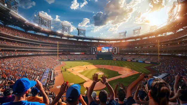 Photo une photo d'un stade de baseball avec le mot sur le mur