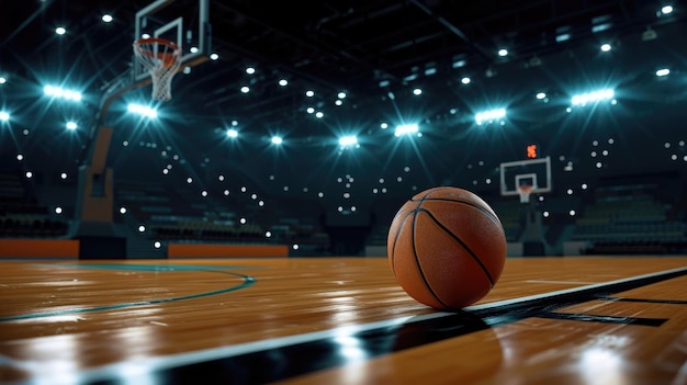 Photo d'un stade de basket-ball avec un ballon de basket-bal adapté à des fins de conception