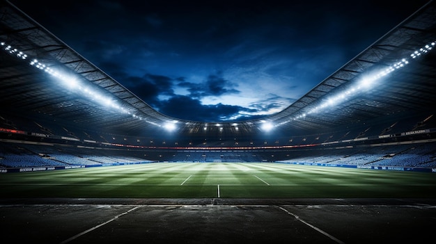 photo stade de football la nuit ai génératif