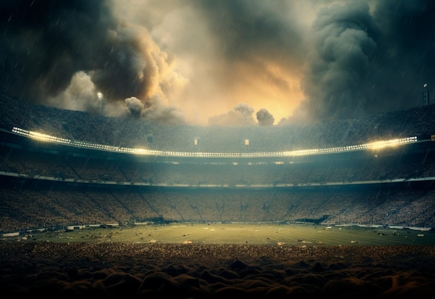 PHOTO DE STADE RÉALISTE AVEC FUMÉE EN 4K