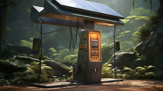 Une photo d'une station de recharge solaire pour appareils