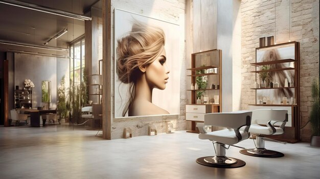 Photo une photo d'une station de salon de coiffure avec un flair créatif et artistique