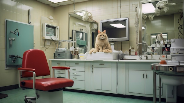 Photo une photo d'une station de toilettage de chat dans une clinique vétérinaire