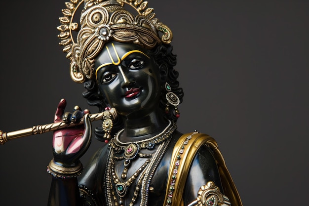 Une photo d'une statue de Krishna avec une IA générative