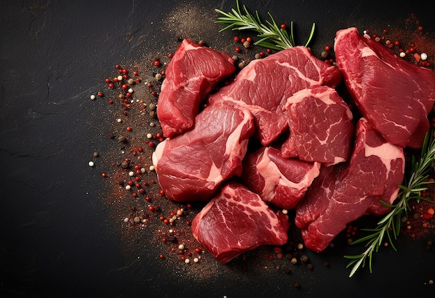 Photo photo d'un steak de viande grillé et d'un assaisonnement pour viande en rangée