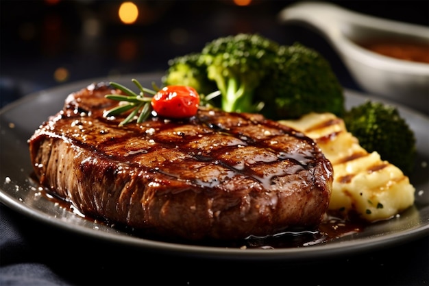 photo steak de viande en sauce