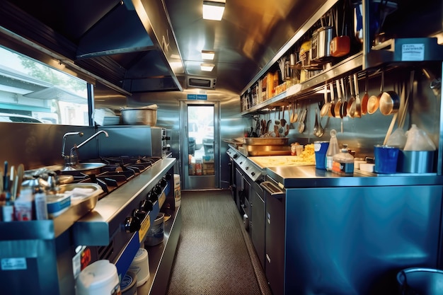 photo de stock de cuisine de camion de nourriture à l'intérieur photographie de nourriture professionnelle générée par ai