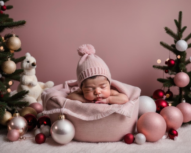 Une photo de studio de bébé nouveau-né mignon