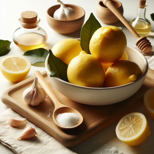 Une photo de studio de citrons sur fond blanc