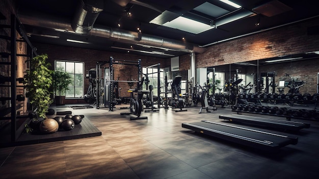 Une photo d'un studio de remise en forme bien organisé