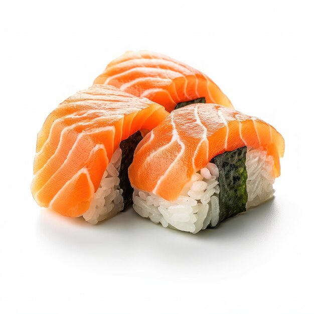 Photo une photo de studio de sushi isolée sur un fond clair photographie alimentaire ia générative