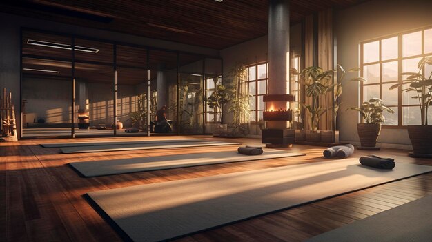 Une photo d'un studio de yoga ou de fitness d'un spa