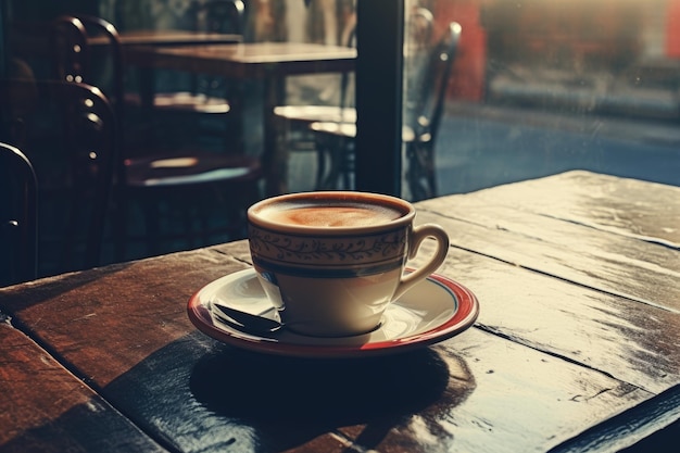 Photo de style vintage d'une tasse de café dans un café