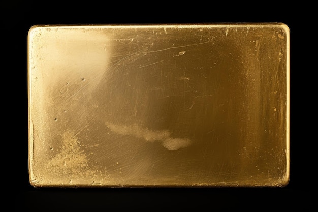 Photo de la surface arrière d'un lingot d'or sur fond noir