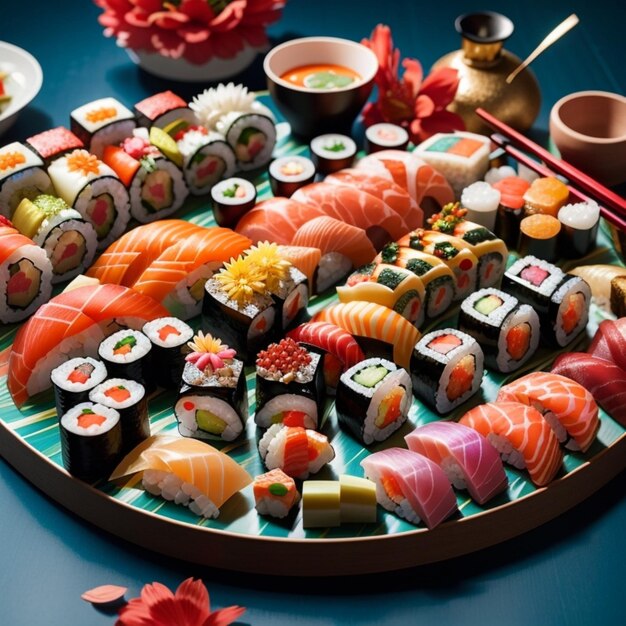 Photo une photo de sushi .